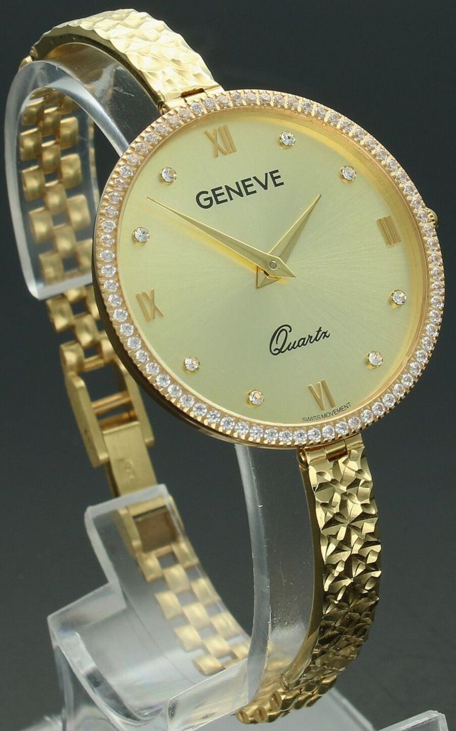 Damski zegarek złoty GENEVE próba 585, cyrkonie GENEVE AP128-4037.jpg